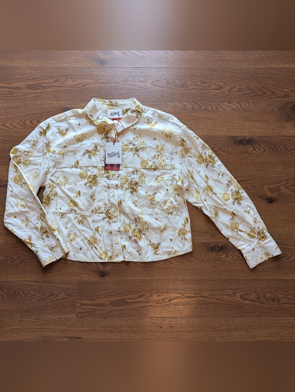 Woolrich X Target Utility Shirt Women's Small Cream Floral NWT Long Sleeve